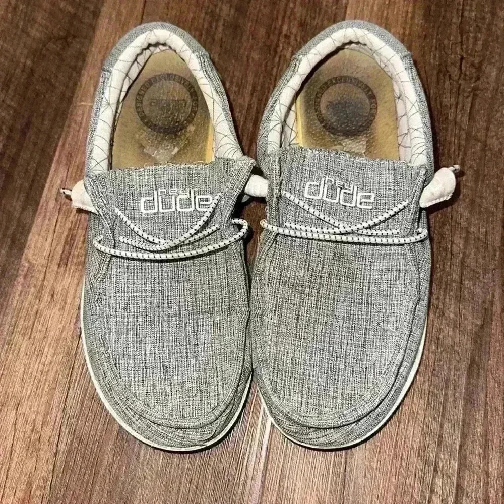 Hey Dude Wally Youth US Y4 L5 Linen Gray Loafers